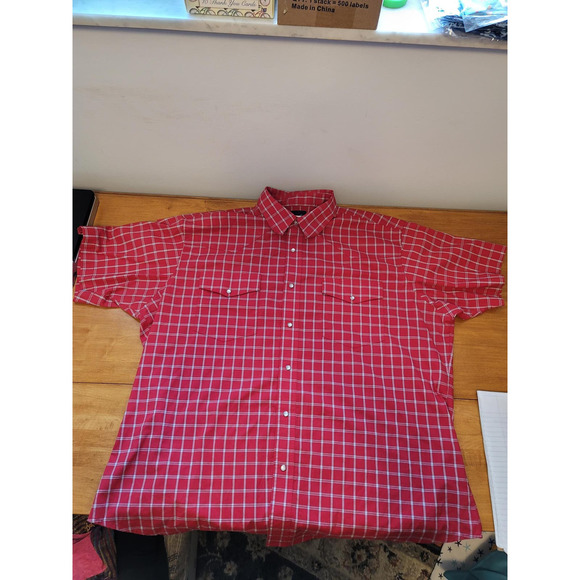 Wrangler Red and White Pearl Snap Short Sleeve XXL MWR 247M - Picture 5 of 5